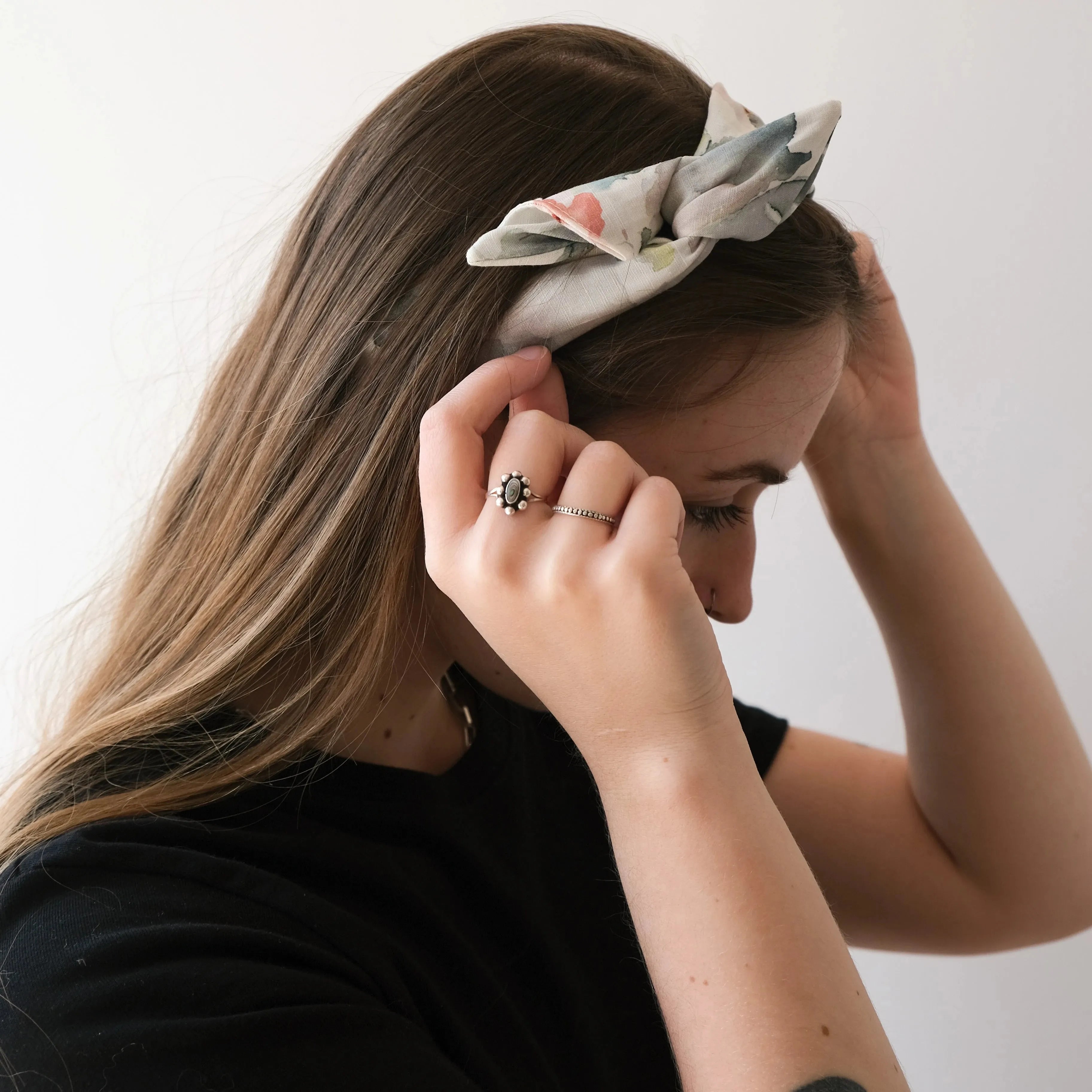 Summer twisted headband - Linen print