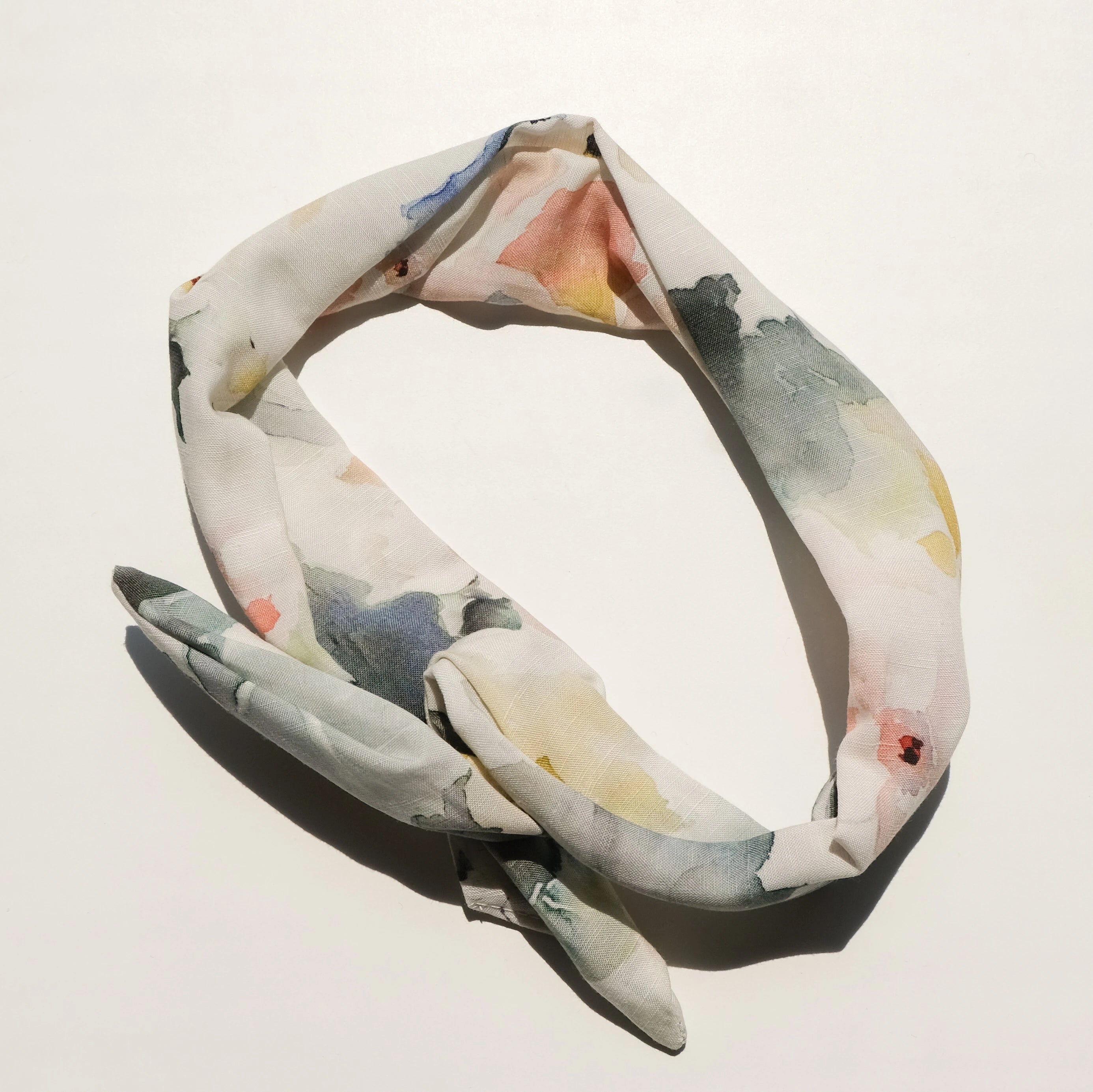 Summer twisted headband - Linen print